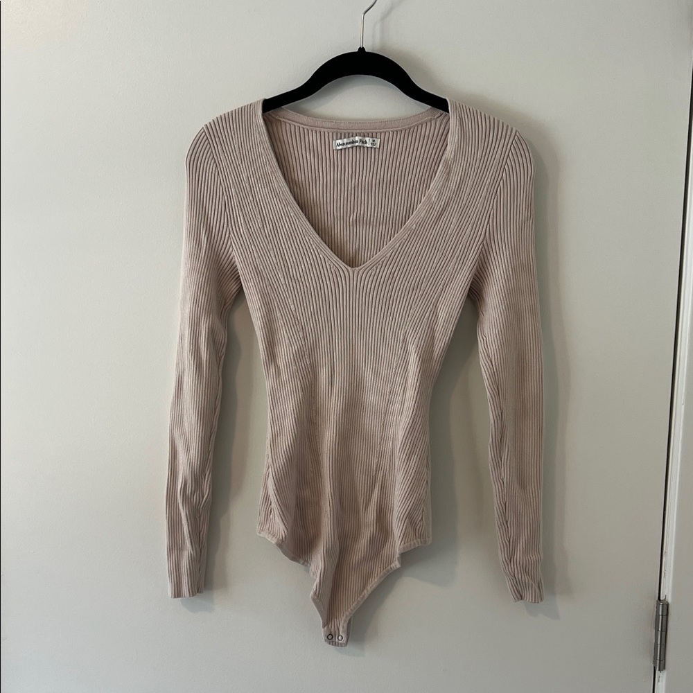 Abercrombie & Fitch Cream Ribbed Bodysuit